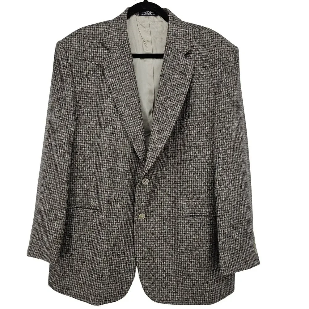 Towncraft 46R Mens Sports‎ Jacket Coat Blazer Houndstooth Wool Silk Blend Tan